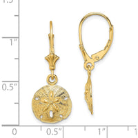 14K Yellow Gold Polished Sand Dollar Leverback Drop Earrings by 0