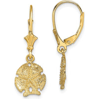 14K Yellow Gold Polished Sand Dollar Leverback Drop Earrings by 0
