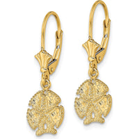 14K Yellow Gold Polished Sand Dollar Leverback Drop Earrings by 0