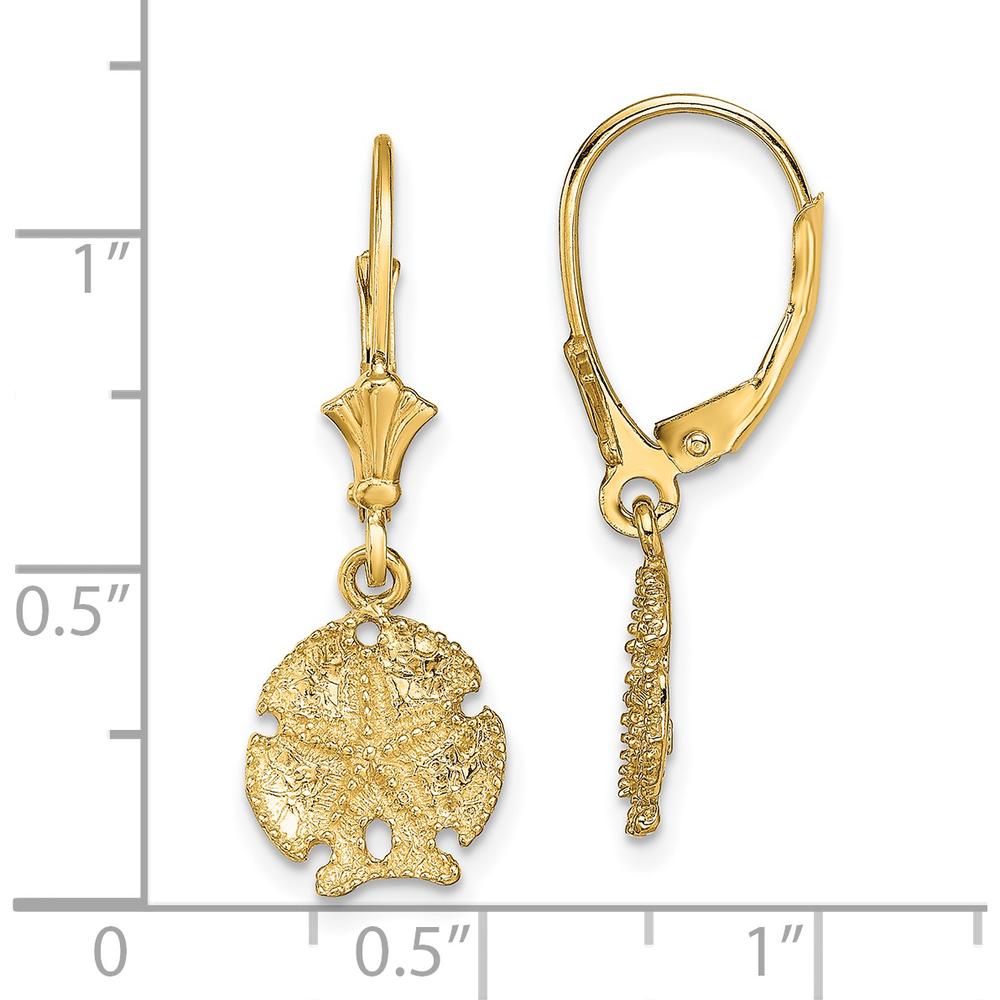 14K Yellow Gold Polished Sand Dollar Leverback Drop Earrings by 0