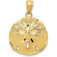 14K Yellow Gold Polished Sand Dollar Pendant - 23mm Length by Oro Pregiato