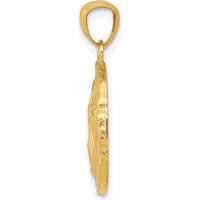 14K Yellow Gold Polished Sand Dollar Pendant - 23mm Length by Oro Pregiato