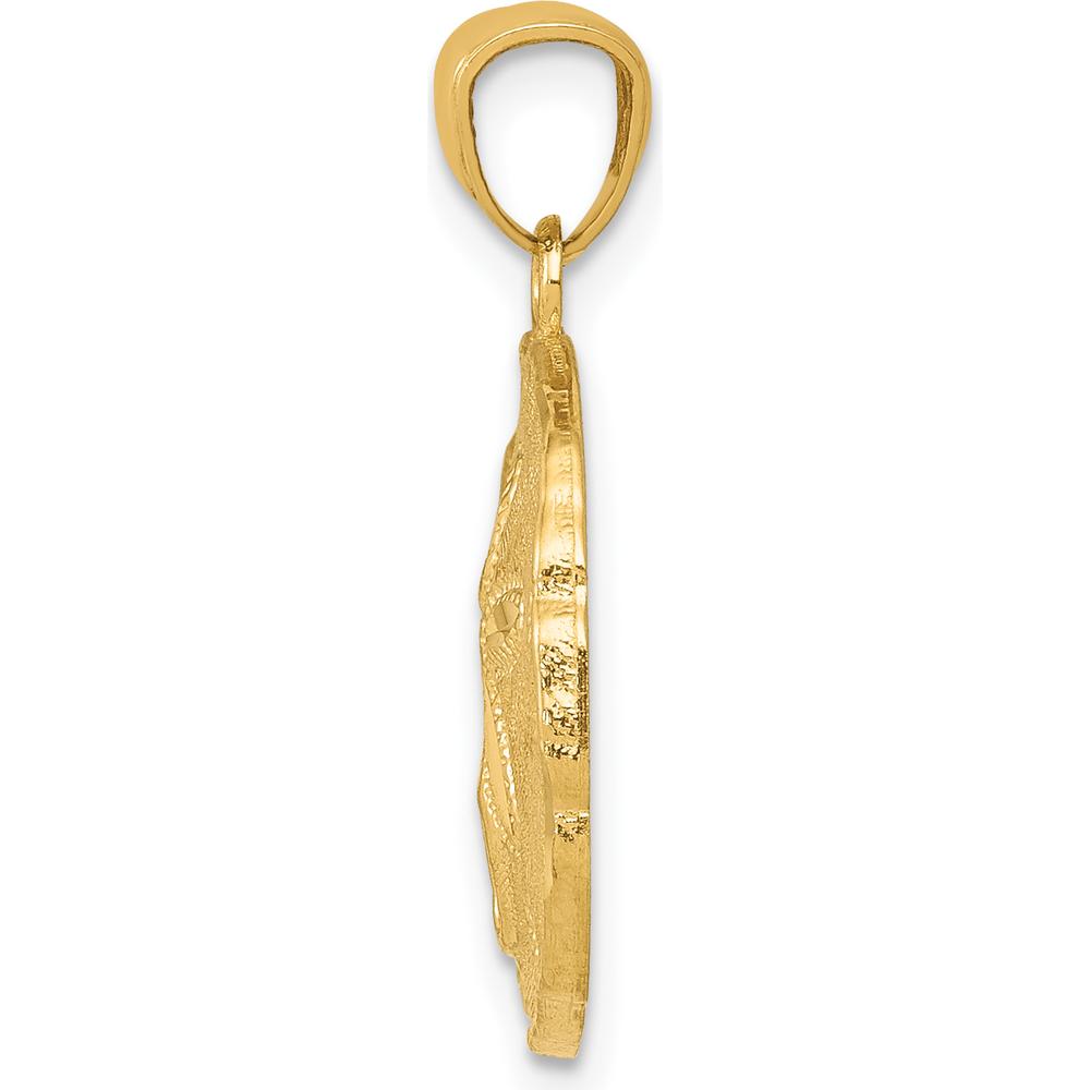 14K Yellow Gold Polished Sand Dollar Pendant - 23mm Length by Oro Pregiato