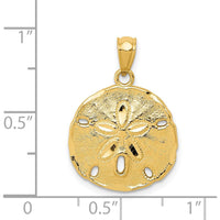 14K Yellow Gold Polished Sand Dollar Pendant - 23mm Length by Oro Pregiato