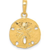 14K Yellow Gold Polished Sand Dollar Pendant - Nature-Inspired Beach Charm - 21mm Total Length by Oro Pregiato