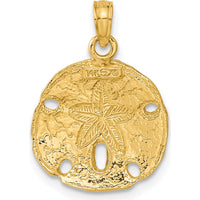 14K Yellow Gold Polished Sand Dollar Pendant - Nature-Inspired Beach Charm - 21mm Total Length by Oro Pregiato
