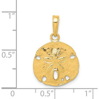 14K Yellow Gold Polished Sand Dollar Pendant - Nature-Inspired Beach Charm - 21mm Total Length by Oro Pregiato