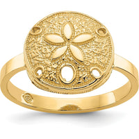 14K Yellow Gold Polished Sand Dollar Ring - 12mm Top Length by Oro Pregiato
