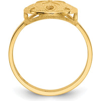 14K Yellow Gold Polished Sand Dollar Ring - 12mm Top Length by Oro Pregiato