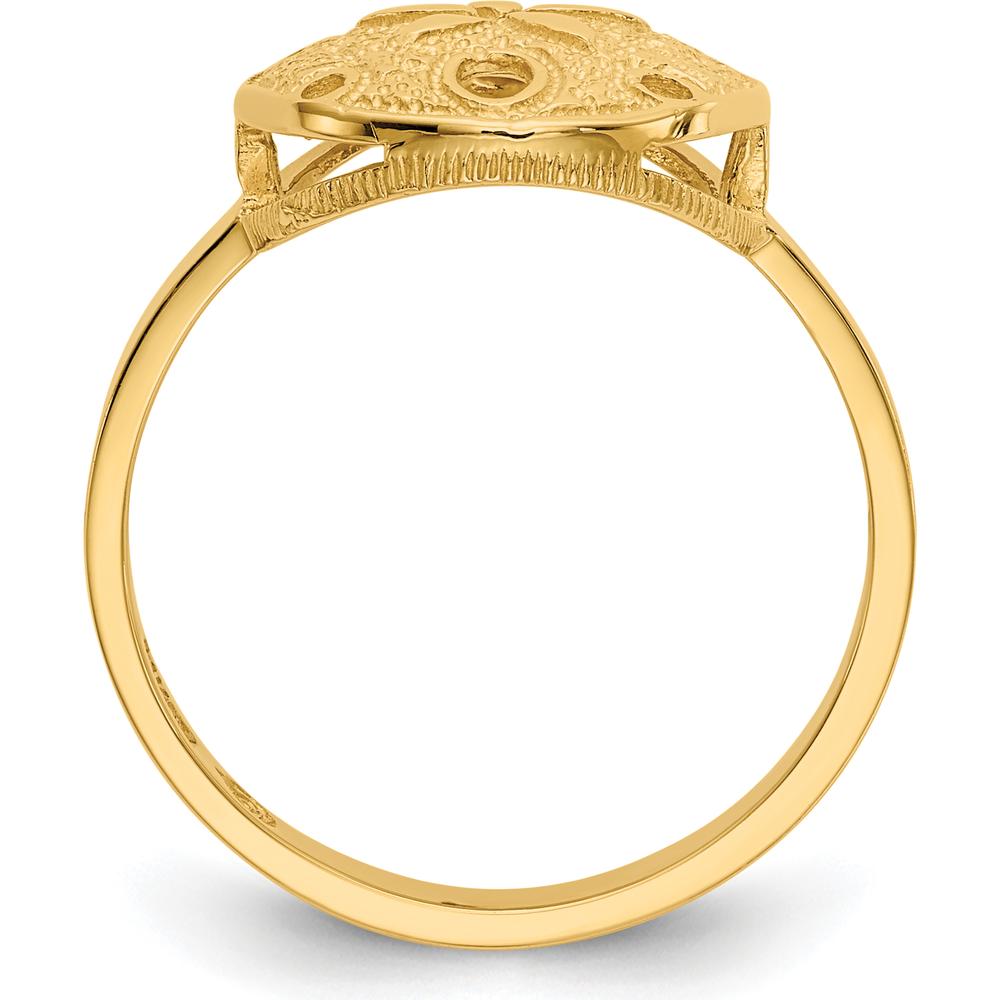 14K Yellow Gold Polished Sand Dollar Ring - 12mm Top Length by Oro Pregiato