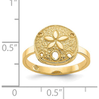 14K Yellow Gold Polished Sand Dollar Ring - 12mm Top Length by Oro Pregiato