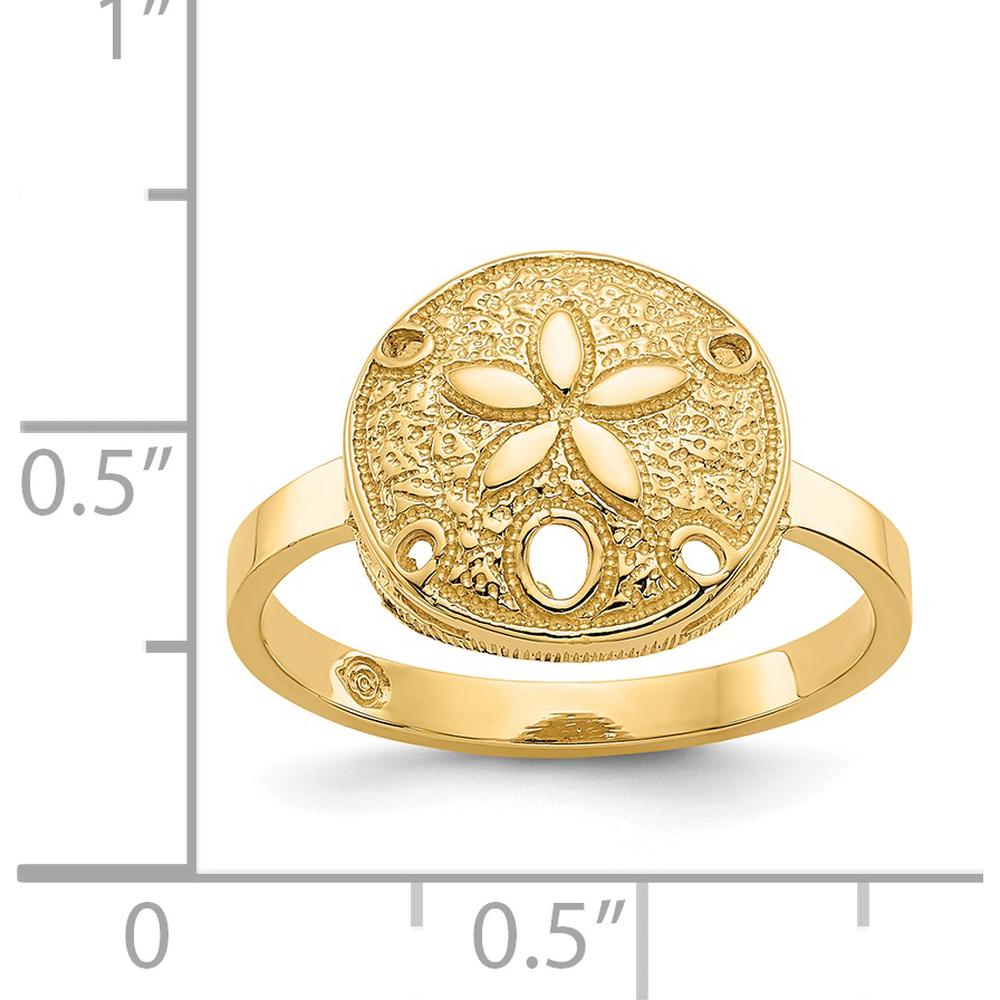 14K Yellow Gold Polished Sand Dollar Ring - 12mm Top Length by Oro Pregiato