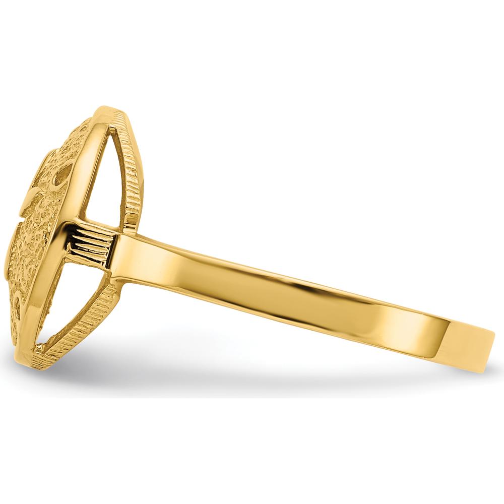14K Yellow Gold Polished Sand Dollar Ring - 12mm Top Length by Oro Pregiato