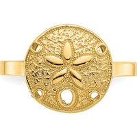 14K Yellow Gold Polished Sand Dollar Ring - 12mm Top Length by Oro Pregiato