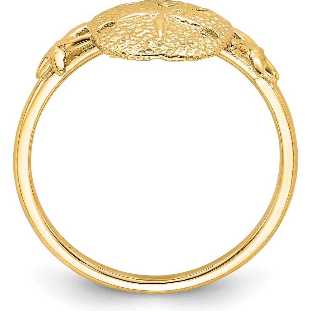 14K Yellow Gold Polished Sand Dollar Ring with Themed Design - Adjustable Size by Oro Pregiato