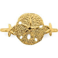 14K Yellow Gold Polished Sand Dollar Ring with Themed Design - Adjustable Size by Oro Pregiato