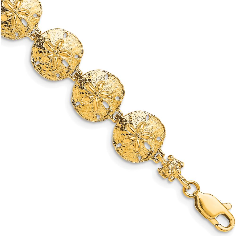 14K Yellow Gold Polished Sand Dollar Station Bracelet - 7" by Oro Pregiato