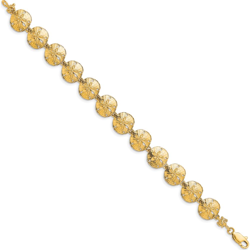 14K Yellow Gold Polished Sand Dollar Station Bracelet - 7" by Oro Pregiato