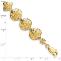 14K Yellow Gold Polished Sand Dollar Station Bracelet - 7" by Oro Pregiato