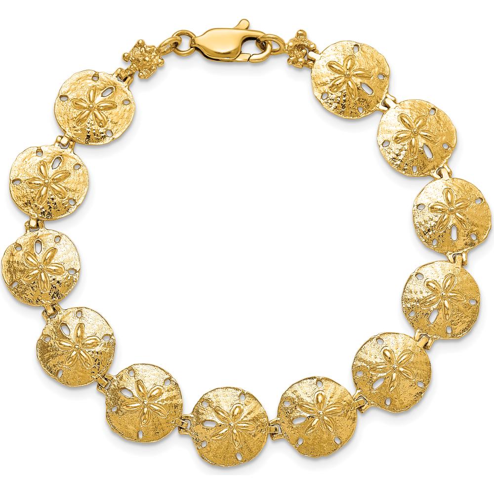 14K Yellow Gold Polished Sand Dollar Station Bracelet - 7" by Oro Pregiato