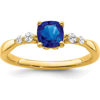14K Yellow Gold Polished Sapphire and Diamond Ring - 0.55 Carat Sapphire, 0.06 Carat Total Diamond Weight by 0