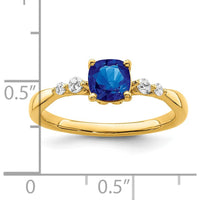 14K Yellow Gold Polished Sapphire and Diamond Ring - 0.55 Carat Sapphire, 0.06 Carat Total Diamond Weight by 0