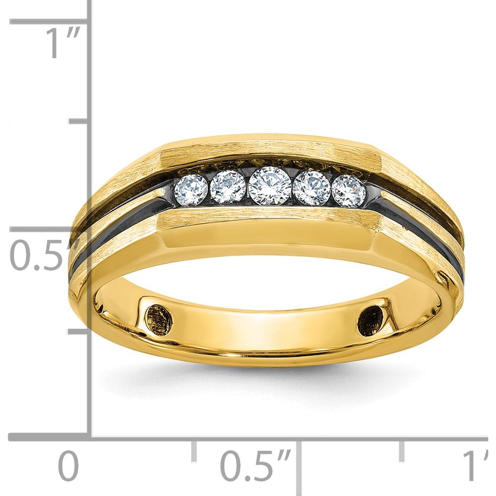 14K Yellow Gold Polished Satin 5-Stone Men's Band Ring by IBGoodman