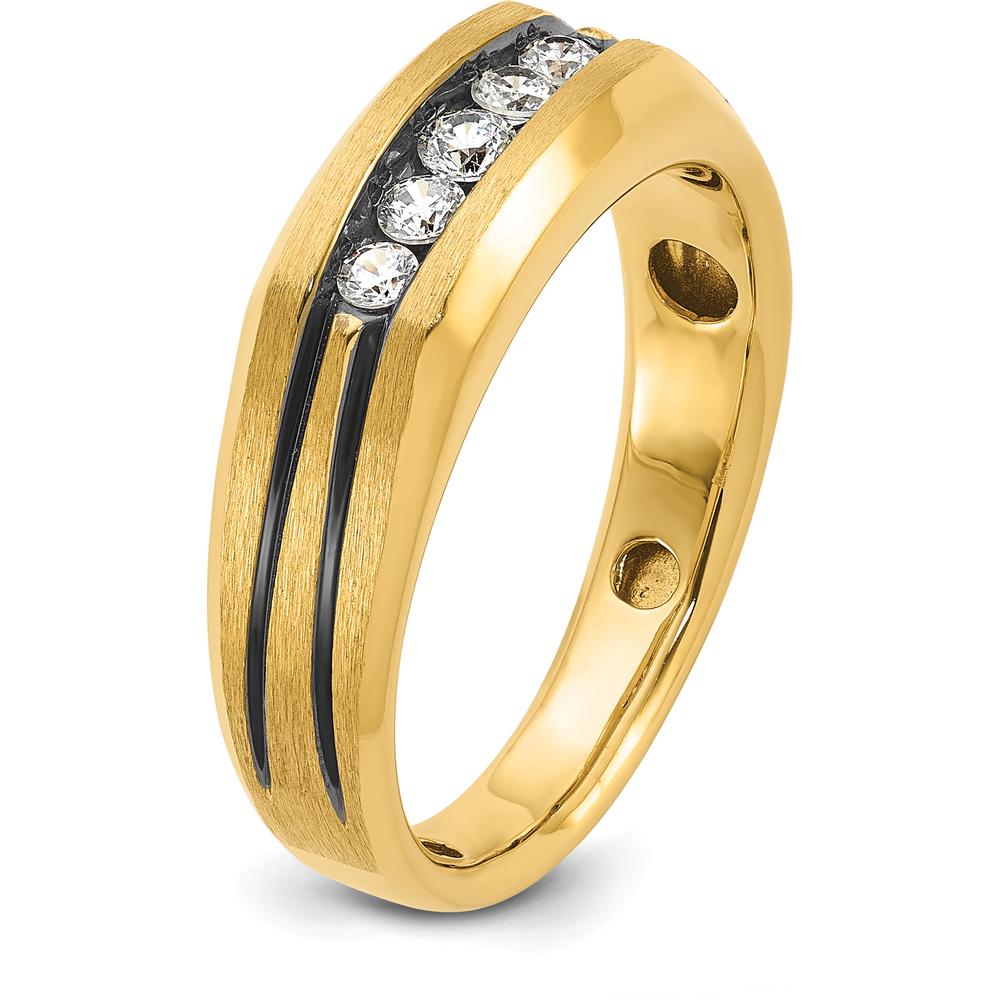 14K Yellow Gold Polished Satin 5-Stone Men's Band Ring by IBGoodman