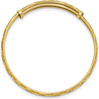 14K Yellow Gold Polished Satin and Diamond-Cut Adjustable Baby Bangle by Oro Pregiato