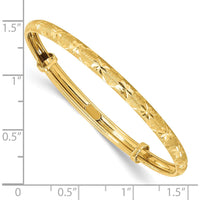 14K Yellow Gold Polished Satin and Diamond-Cut Adjustable Baby Bangle by Oro Pregiato