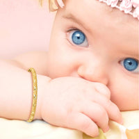 14K Yellow Gold Polished Satin and Diamond-Cut Adjustable Baby Bangle by Oro Pregiato
