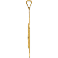14K Yellow Gold Polished Satin and Diamond-Cut Crucifix Cross Pendant - 59mm Length, 33mm Width by Oro Pregiato