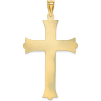 14K Yellow Gold Polished Satin and Diamond-Cut Crucifix Cross Pendant - 59mm Length, 33mm Width by Oro Pregiato