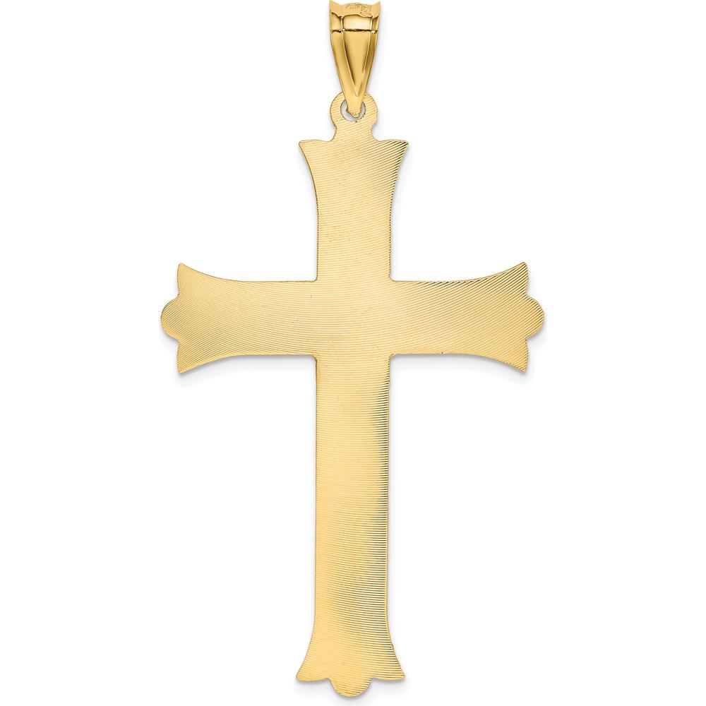 14K Yellow Gold Polished Satin and Diamond-Cut Crucifix Cross Pendant - 59mm Length, 33mm Width by Oro Pregiato