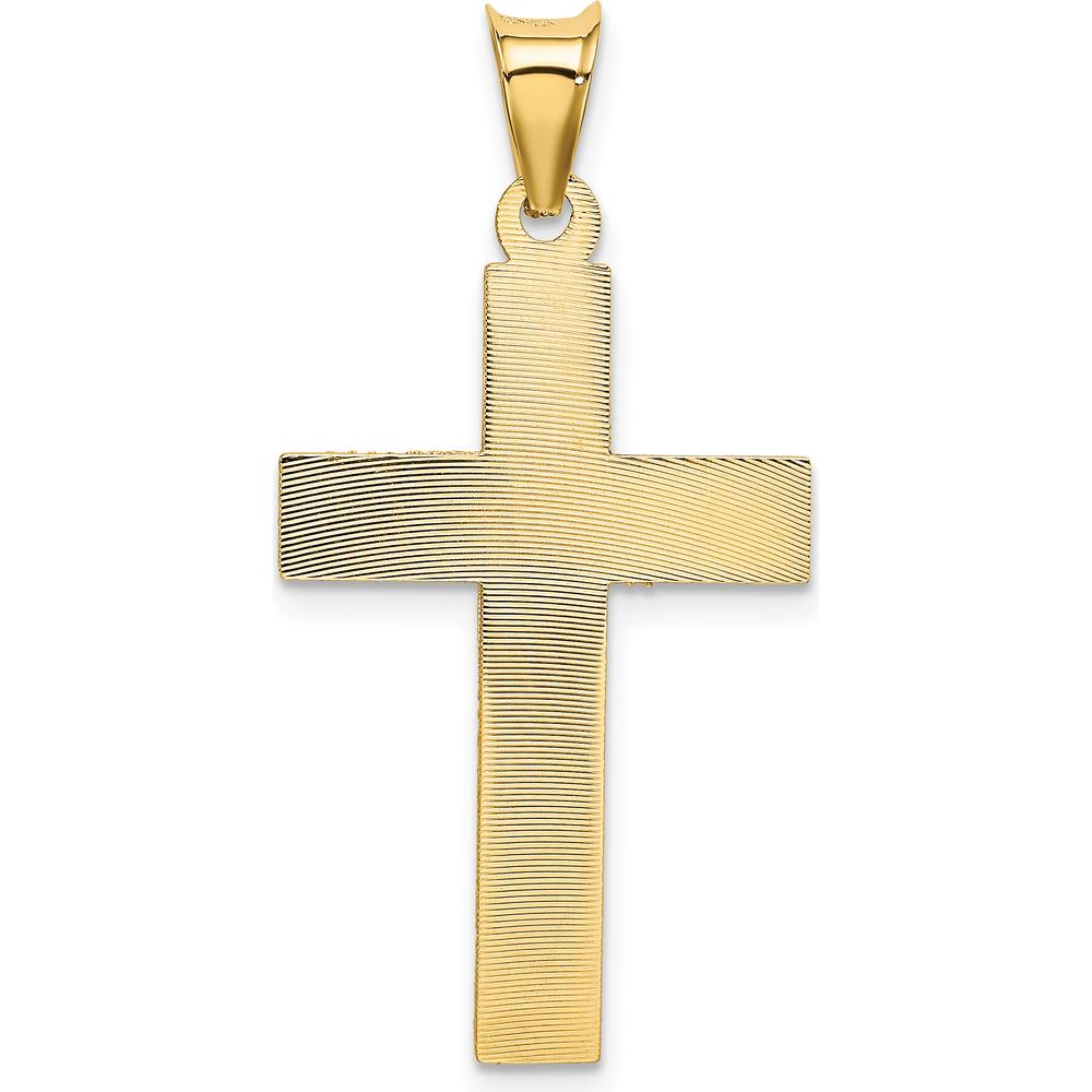 14K Yellow Gold Polished Satin and Diamond-Cut Crucifix Pendant - 35.5mm Length by Oro Pregiato