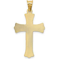 14K Yellow Gold Polished Satin and Diamond-Cut Crucifix Pendant 37mm Length by Oro Pregiato