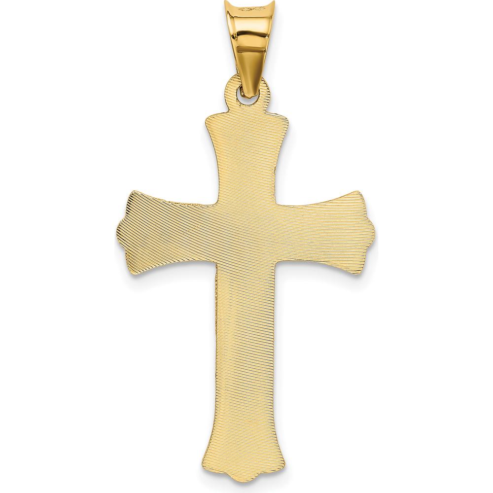 14K Yellow Gold Polished Satin and Diamond-Cut Crucifix Pendant 37mm Length by Oro Pregiato
