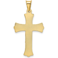 14K Yellow Gold Polished Satin and Diamond-Cut Crucifix Pendant - 37mm Length by Oro Pregiato