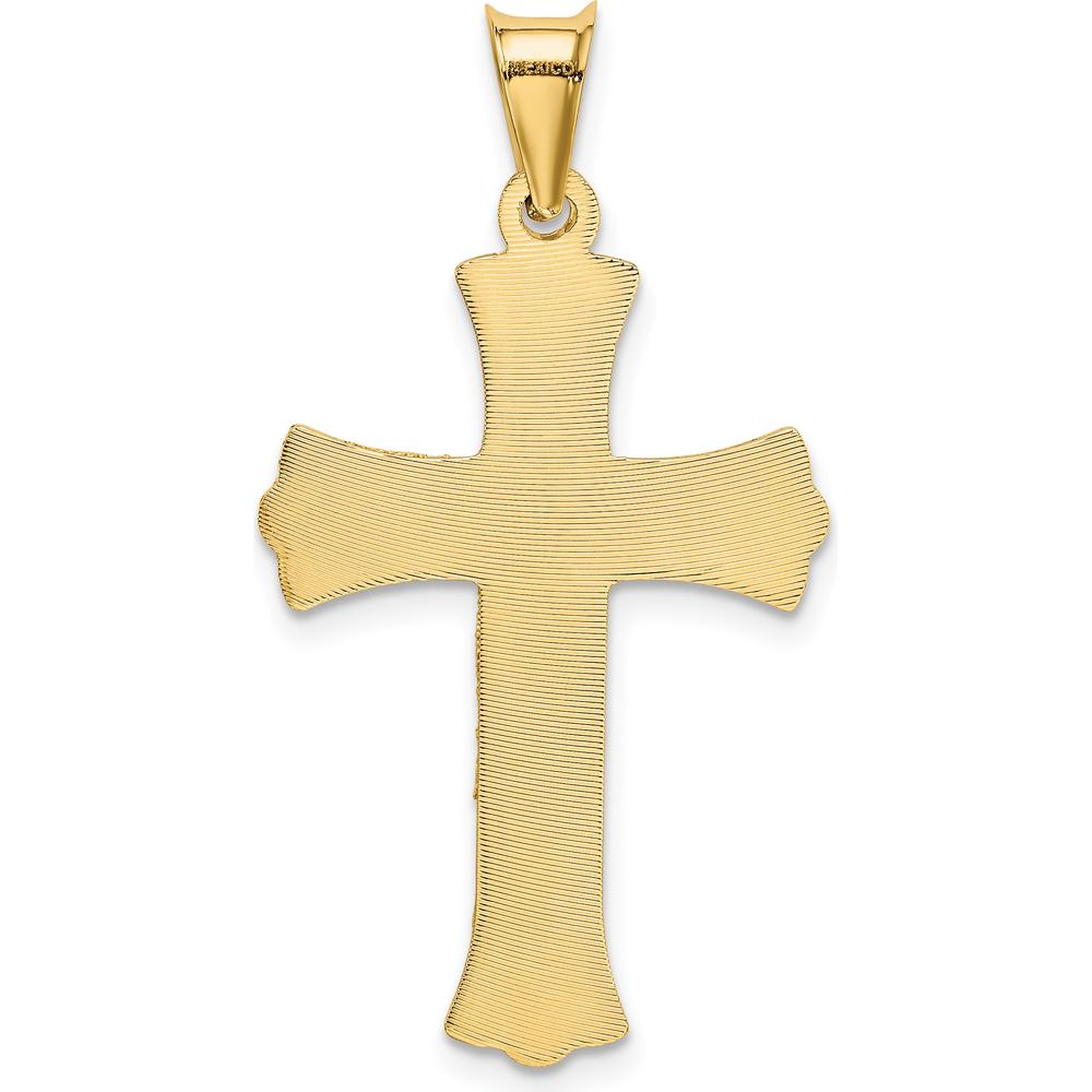 14K Yellow Gold Polished Satin and Diamond-Cut Crucifix Pendant - 37mm Length by Oro Pregiato