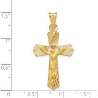 14K Yellow Gold Polished Satin and Diamond-Cut Crucifix Pendant - 37mm Length by Oro Pregiato