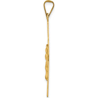 14K Yellow Gold Polished Satin and Diamond-Cut Crucifix Pendant - 40.5mm Length by Oro Pregiato