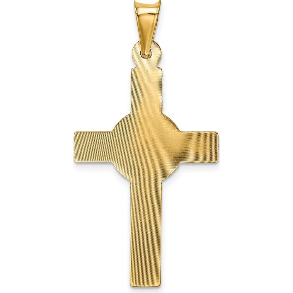 14K Yellow Gold Polished Satin and Diamond-Cut Crucifix Pendant - 40.5mm Length by Oro Pregiato