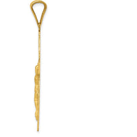 14K Yellow Gold Polished Satin and Diamond-Cut Crucifix Pendant - 46.5mm Length by Oro Pregiato