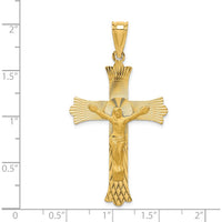 14K Yellow Gold Polished Satin and Diamond-Cut Crucifix Pendant - 49.5mm Length by Oro Pregiato