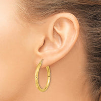 14K Yellow Gold Polished Satin and Diamond-Cut Large Hoop Earrings by 0
