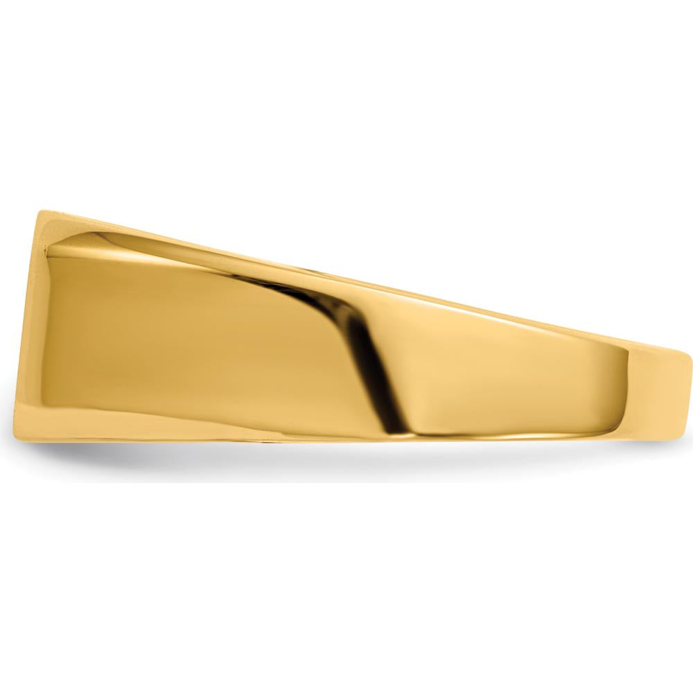 14K Yellow Gold Polished Satin Closed Back Signet Ring - Engravable, 11.5x6.5mm by 0