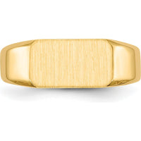 14K Yellow Gold Polished Satin Closed Back Signet Ring - Engravable, 11.5x6.5mm by 0