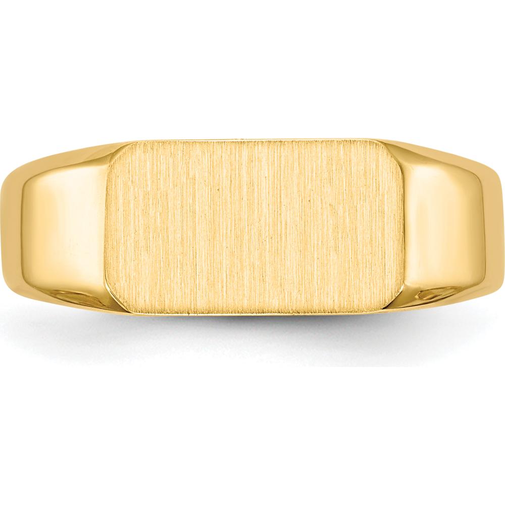 14K Yellow Gold Polished Satin Closed Back Signet Ring - Engravable, 11.5x6.5mm by 0
