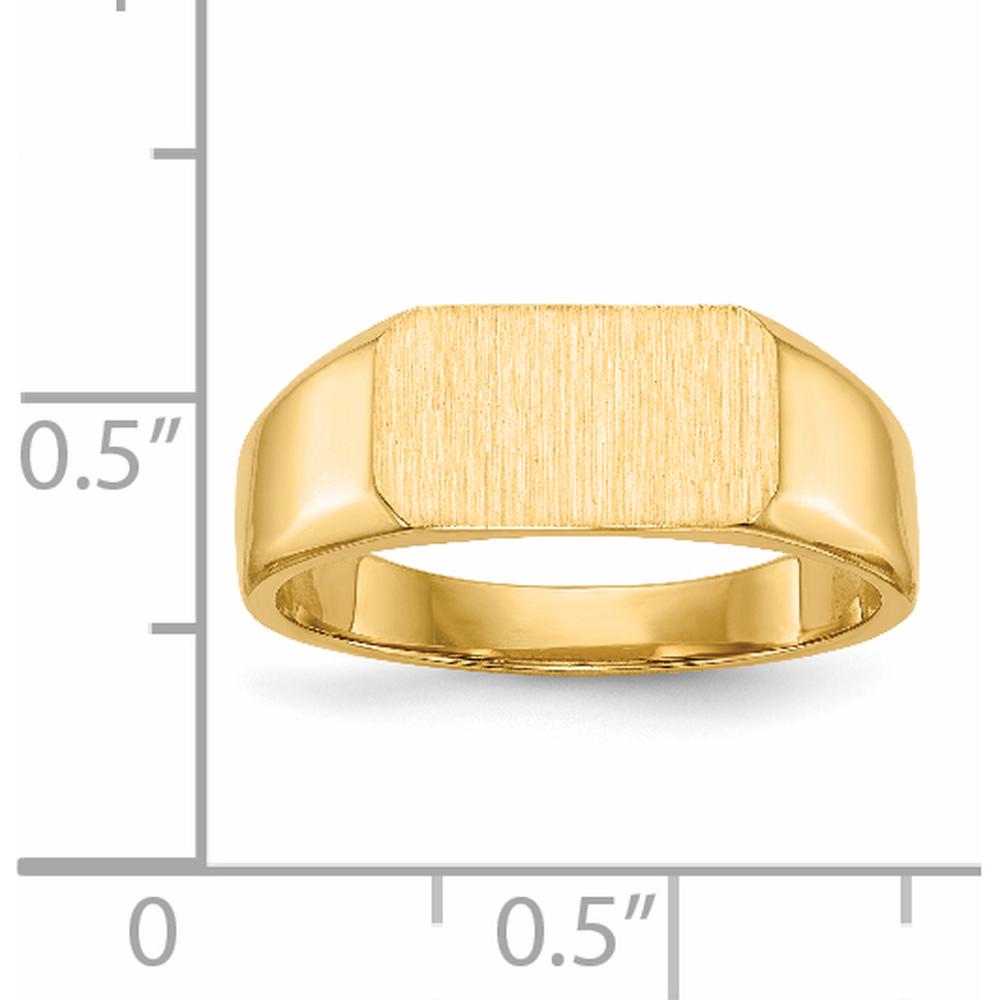 14K Yellow Gold Polished Satin Closed Back Signet Ring - Engravable, 11.5x6.5mm by 0