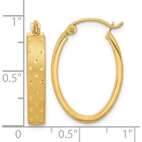 14K Yellow Gold Polished Satin Diamond-Cut Hoop Earrings - 22.55mm Length by 0